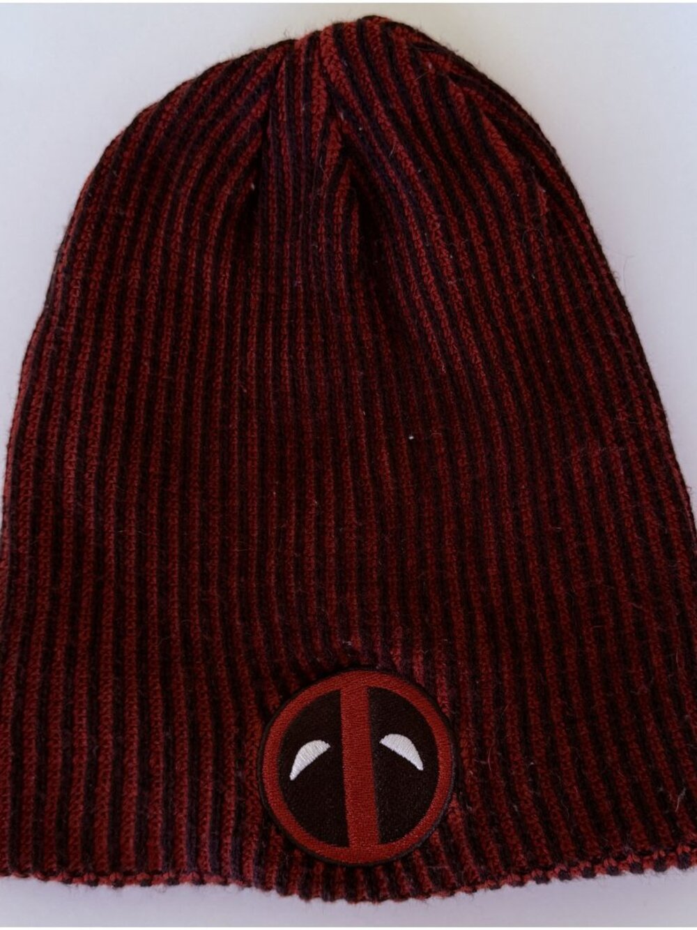 Marvel Deadpool Red Black Knit Beanie Hat
